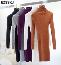 Ezsskj High Elasticity Automne Winter Sweater Robe Femme Femme Femme Coutre à col roule