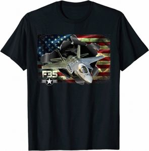 F-35 Lightning Air Force Militaire Veteraan Pride Amerikaanse Vlag-USAF Mannen T-shirt Korte Mouw Casual 100% Katoen O-hals Zomer shirt Z3QF #