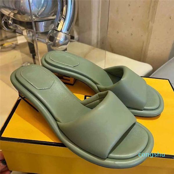 F-Baguette Sandals Chaussures Femmes Perfect Summer Wide Band Nappa Cuir Slides Sculptural Talon Slip on Slippers Comfort Easy Wear Lady Casual Walking Beach Slide Fla