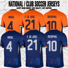 F. de Jong Memphis Virgil Ake De Ligt Camisetas de fútbol Eurocopa europea HoLLAnd Dutch NL Local Visitante Camisetas de fútbol del equipo nacional