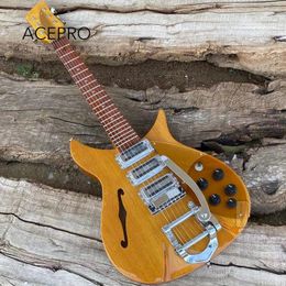 F-hole Alder Body 325 Guitare électrique avec 3 micros Tremolo 20,75" Longueur d'échelle Couleur jaune clair Guitarra Chrome Hardware