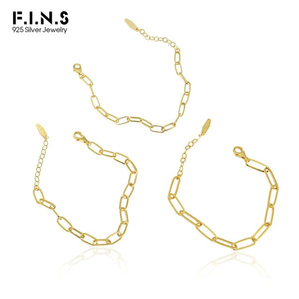 F.I.N.S – Bracelet en argent Sterling 925, Design de mode coréen, Simple, chaîne à maillons, empilable, minimaliste, bijoux fins pour femmes et hommes, 240313