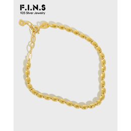 F.I.N.S coréen S925 Bracelet en argent Sterling INS perles ovales Bracelet à breloques Simple femme Bracelet argent perle chaîne ornement 240313