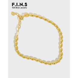 F.I.N.S coréen S925 Bracelet en argent Sterling INS perles ovales Bracelet à breloques Simple femme Bracelet argent perle chaîne ornement 240123