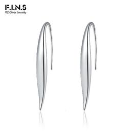 F.I.N.S Originele S925 Pure Sterling Silver Ear Hook Earring gebogen glanzende piercing minimalistische fijne sieraden vrouwen accessoires 240428