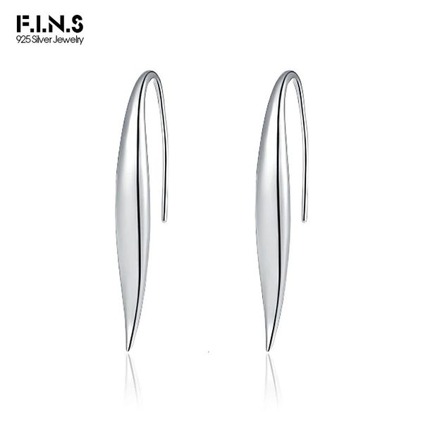 F.I.N.S ORIGINAL S925 Pure Silver Silver Ear Crochet Earved Earved Glossy Piercing Minimalism Fine Bijoux Women Accessoires 240428