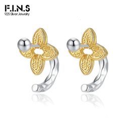 F.I.N.S S925 Pure Tangcao Modèles en argent sterling pur Boucles d'oreilles à vis fleur Fleur Fleur Avant et arrière Plonds Fine Bijoux 240428