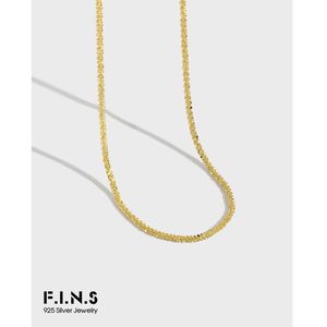 F.I.N.STrendy Diseño único Textura Starlight Cadena de clavícula S925 Collar de plata esterlina Collar de cadena de coliflor apilable Q0531