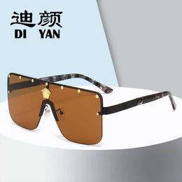 F lettre lunettes de soleil fonds nouveau Fan-F mode personnalisé beauté tête métal demi-monture lunettes hommes et femmes rivetées