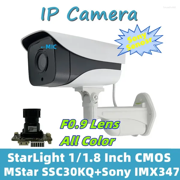 Objectif F0.9 StarLight 1/1,8 pouces CMOS Mstar SSC30KQ IMX347, caméra IP, faible éclairement IP66, micro intégré, toutes couleurs, pour l'extérieur