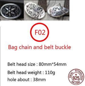 F02 S925 Sterling Silver Belt Button Head Fashion Cross Flower Six Star Veelzijdige Suit Belt Button Gepersonaliseerde Punk Hip Hop Style Cadeau voor liefhebbers nieuw