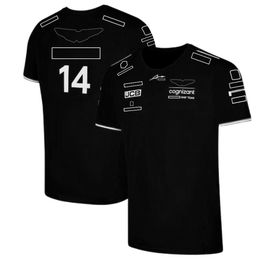 F1 2023 Aston Official Mens Black T-Shirt Formula 1 Team Driver Racing Suit Camisetas Verano F1 14 Racer Fans Camisetas de gran tamaño Jersey