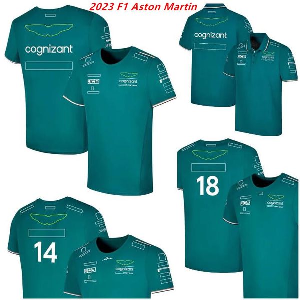 F1 2023 T-shirt officiel des fans des pilotes de l'équipe Formule 1 Aston Martin Racing Polo à manches courtes Même mode d'été T-shirt en jersey vert.