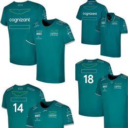F1 2023 T-shirt officiel de pilote d'équipe Formule 1 Polo Polo Sleeve Brefte Même fans T-shirt en jersey vert de mode d'été Custom