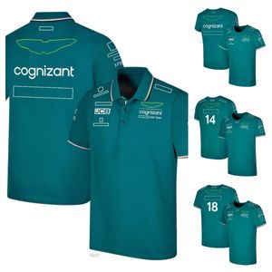 Camiseta oficial del equipo F1 2023, traje de carreras de manga corta con cuello redondo, POLO de carreras verde personalizado para hombre, verano