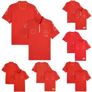 F1 2024 Team Nieuwe Formule 1 Racing Mens Polo T-Shirt Motorsport No.16 en No.55 Driver Red T-Shirt Fans Shirts Jersey