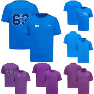 F1-fans dragen T-shirt Formule 1 Team Logo Blue Black T-shirt No.44 Nr. 63 Bestuurders Ademvol casual poloshirt T-shirts T-shirts T-shirts Maat