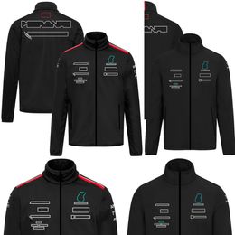 Jacket F1 2022-2023 Fórmula 1 Traje de carreras Chaqueta Softshell Montaña Uniforme de hombre a prueba de viento de la chaqueta negro con cremallera