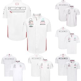 F1 Heren Polo Kraag Shirts 2023 Nieuwe Formule 1 Racing Team T-shirt Korte Mouwen Voor Mannen Zomer Casual witte Knop Shirt