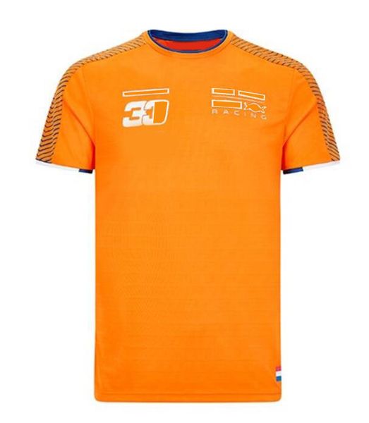 F1 costume de voiture de course uniforme d'équipe à manches courtes en polyester à séchage rapide T-shirt à col rond peut être personnalisé