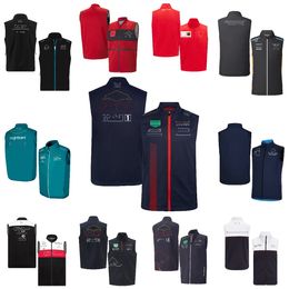 F1 Racing Suit 2023 Nieuwe Formule 1 Driver -uniform voor mannen en vrouwen Zipper Mouwloze vestveer en herfst Warm jas