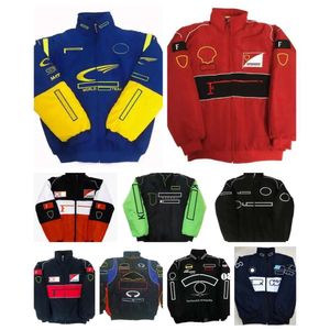 F1 racepak herfst/winter team geborduurd katoenen gewatteerde jas auto-logo volledig geborduurde jassen college stijl retro motorjassen kl