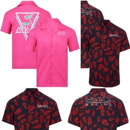 Chemise de l'équipe rouge F1 2024 Formule 1 Racing Édition spéciale Chemises de cocotier pour hommes Chemise à manches courtes de plage hawaïenne imprimée en 3D pour hommes