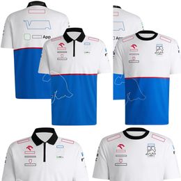 F1 Camiseta para hombres 2024 Fórmula 1 Logotipo de la camiseta de la camiseta del cuello con cremallera Polos Nuevos fanáticos de las carreras Fashion Crew Teck manga de manga corta