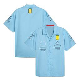 F1 Team Short à manches à manches 2024 Formule 1 Shirts uniformes en édition spéciale Vraies de travail Light Blue Sports Polo Collit de chemise