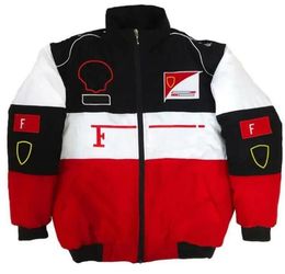 F1 Team Werkkleding Nieuwe volledig geborduurde race-katoenen gewatteerde jas Auto-logo Volledig geborduurde jassen College-stijl Retro motorjassen uo