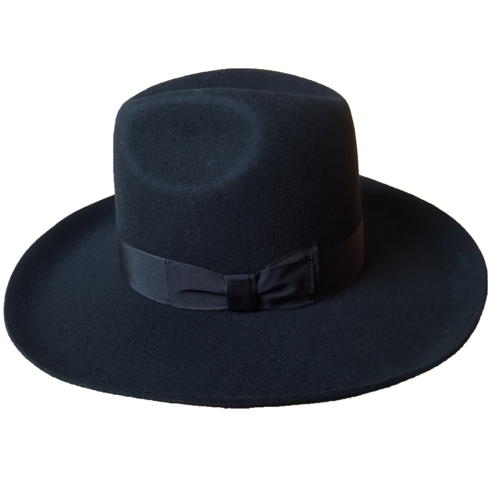 Black Israel Jewish Hat Jews Wool Hasidic Kosher Rabbi Fedora Cap Wide