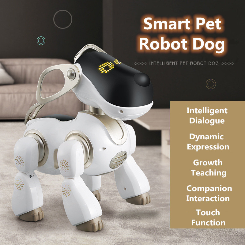 blue and white robot dog