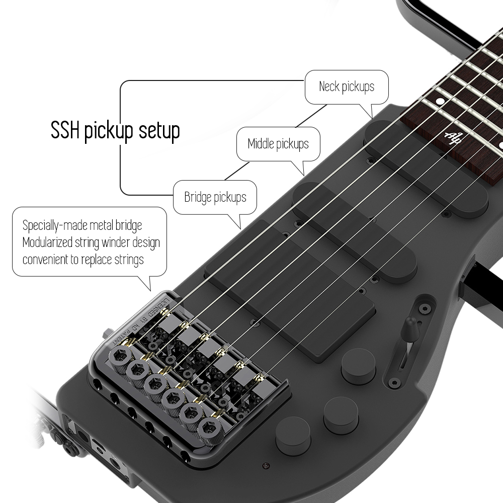 ALP Electrics Guitar AD 80 Professional Foldable Headless Travel