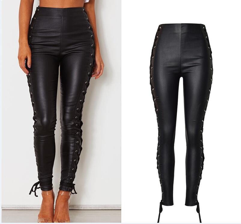 ladies lace up leather trousers