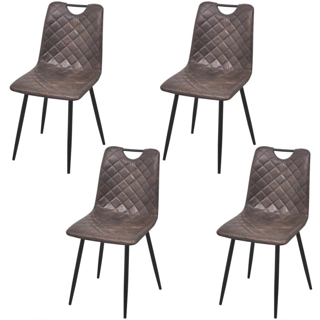2020 4 Units Dark Brown Artificial Leather Dining Outdoor ...
