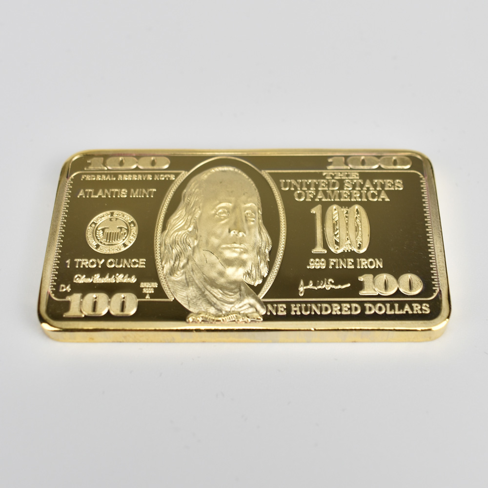 USD 100 Dollar Bullion 24k Gold Bar American Metal Coin Other Home