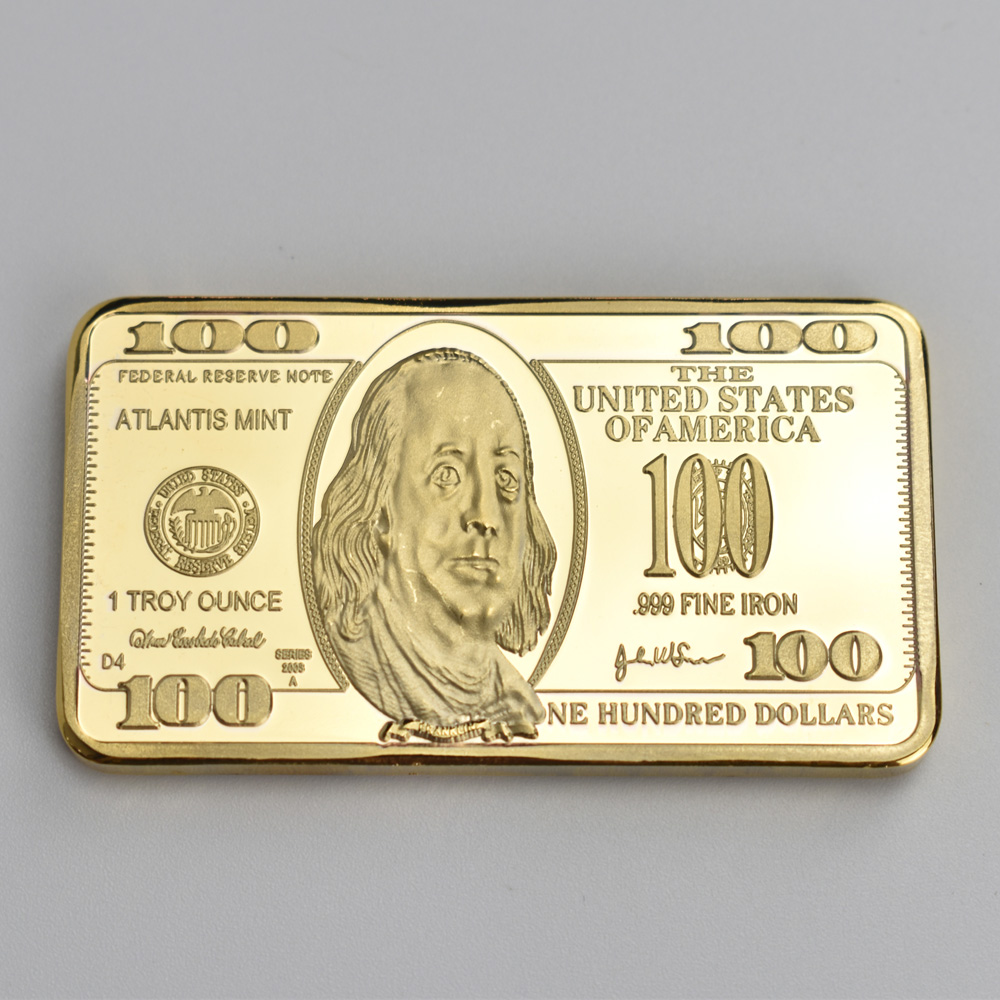 USD 100 Dollar Bullion 24k Gold Bar American Metal Coin Other Home