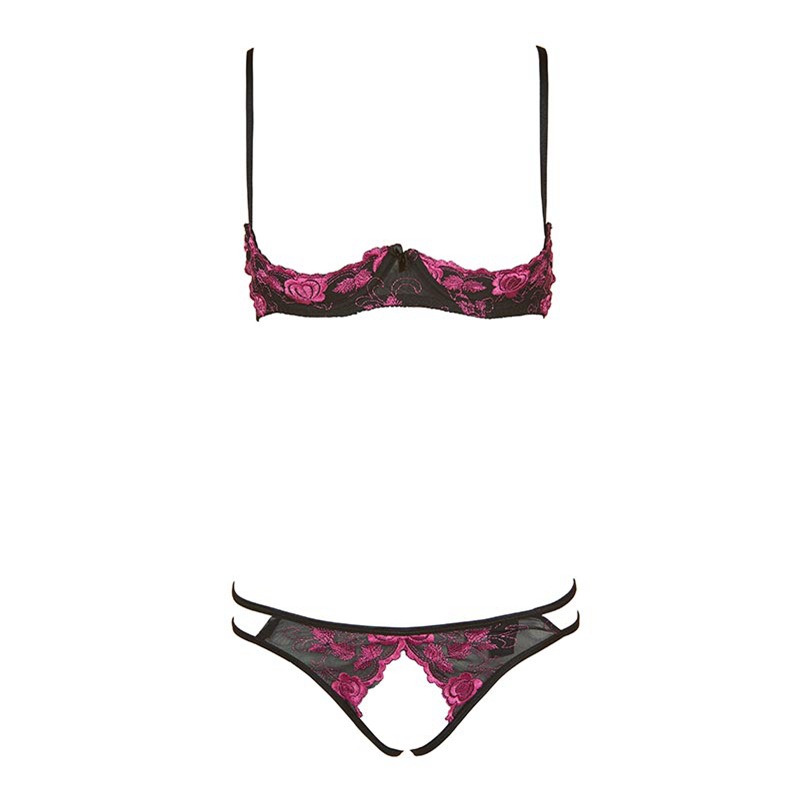 2021 17 Style Women Sexy Lingerie Hot Lace Open Cup Bra Crotchless Sets