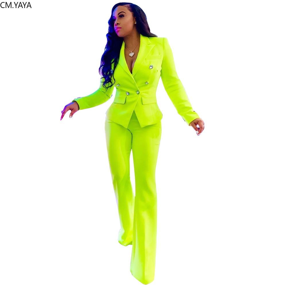 Compra 2019 Trajes De Oficina Invierno Mujer De Manga Larga Trajes  Fluorescentes Verdes Pantalones De La Chaqueta De Las Mujeres Ropa De Las  Chaquetas De Las Mujeres Traje De Sistema De Dos