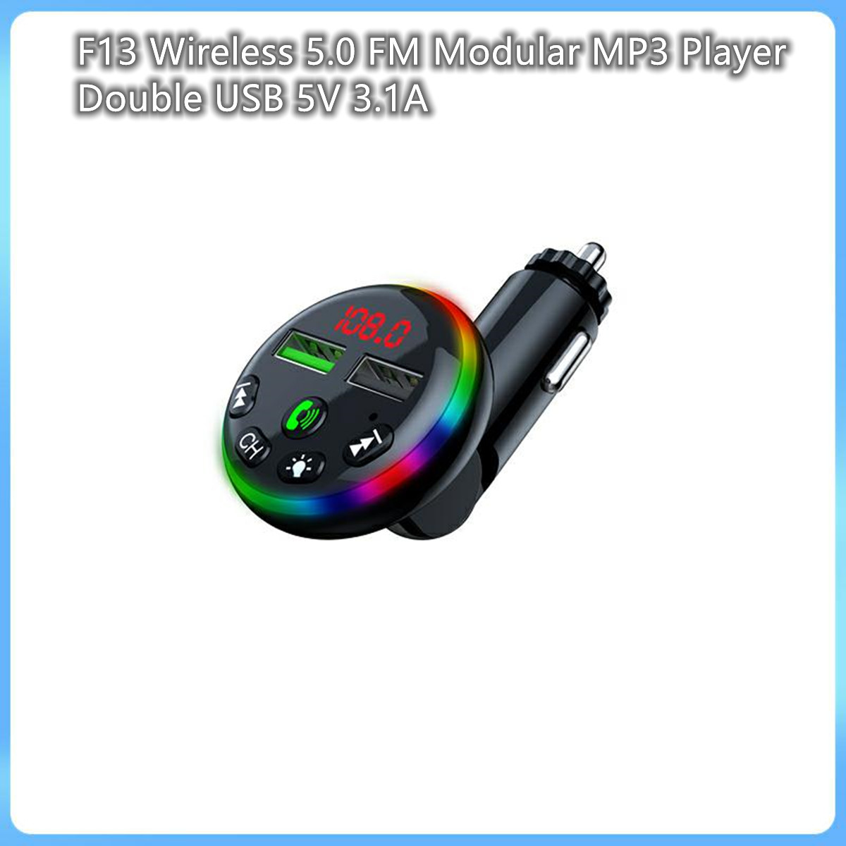F13 FM Transmitter Audio Receiver MP3 Player 3.1A 2 USB Fast Charging Handsfree Bluetooth-compatible 5.0 Car Kit