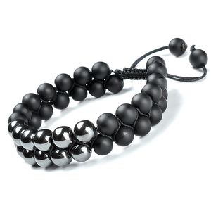 F137 Bracelet en pierre noire mate 8 mm Fashion magnétique HealthJewelry 2020 Fengsui Strength Energy Stone Bracelet Hematite Perle
