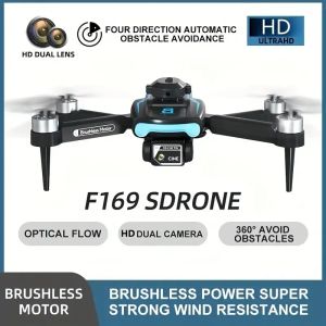 HD Dual 8K Camera Smart Drones 3 Batteries Optical Flow éviter Obstacle Brushless Motor GPS Endurance Mode sans tête F169 Application mobile Drone Intelligent Control