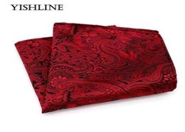 F174 Classique Men039s Mouchoir En Soie Vintage Hanky Tissé Rouge Floral Poche Carrée 2525 cm De Noce Poitrine Serviette Accessori7617787