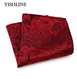 F174 Classique Men039s Mouchoir En Soie Vintage Hanky Tissé Rouge Floral Poche Carrée 2525 cm De Noce Poitrine Serviette Accessori7386938