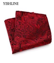 F174 Classic Men039s Silk Mandkinchief Vintage Hanky Woven Red Floral Pocket Square 2525cm Mariage Party Partron Accessori3616688