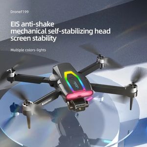 Drone UAV quadrirotor F199 avec double caméra HD, moteurs sans balais, positionnement du flux optique, évitement intelligent des obstacles, parfait pour les débutants