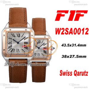 F1F Dumon W2SA0012 Quartz Suisse Unisexe Homme Femme Montre Deux Tons Or Rose Argent Noir Cadran Romain Cuir Marron Super Version Reloj Hombre Edition Puretime A01B