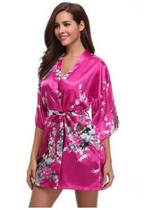 F1H6 Women's Sleep Lounge Brand Purple Femme Imprimé Floral Kimono Robe robe de style chinois Silk Satin Robe Nightgown Flower S M L XL XXL XXXL D240419