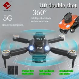 Drone GPS sans balais F2-5G avec évitement d'obstacles infrarouge, caméra aérienne HD à réglage électrique à 90 ° : objectif avant placé HD, prise de vue grand angle 110 °, positionnement GPS