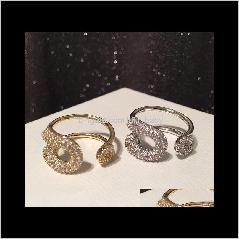 sparkle on luxury designer full diamonds zirconia copper geometric band ring for women girls open adjustable gold silver